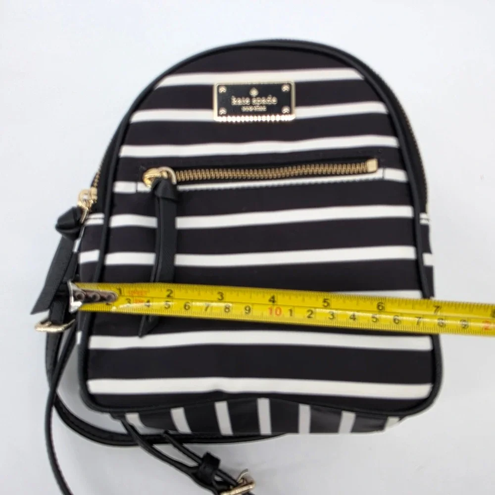 Kate Spade Striped Mini Backpack Black White Nylon Gold Hardware Bag